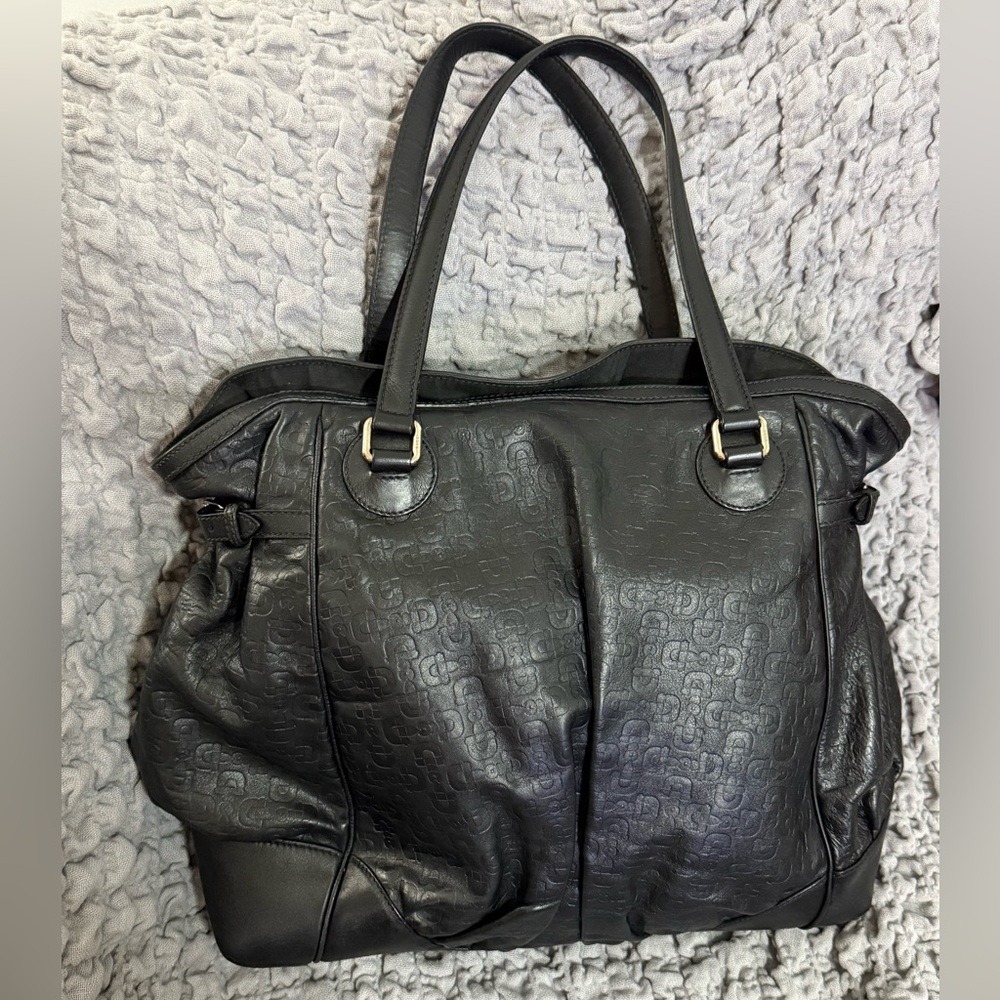 GUCCI LEATHER FULL MOON TOTE HORSEBIT WOW